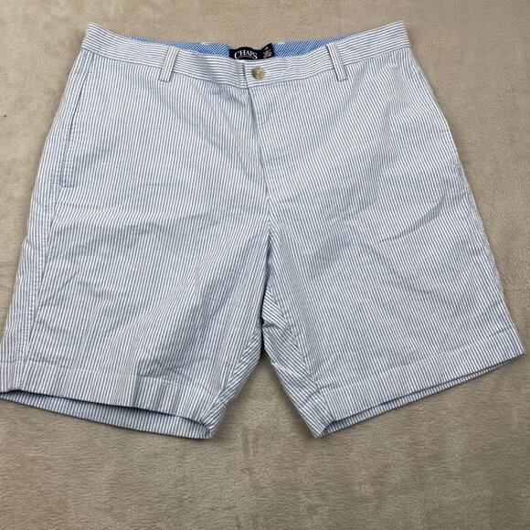 Chaps Men's Shorts Size 36 Blue & White Striped Cotton Blend - Picture 11 of 11